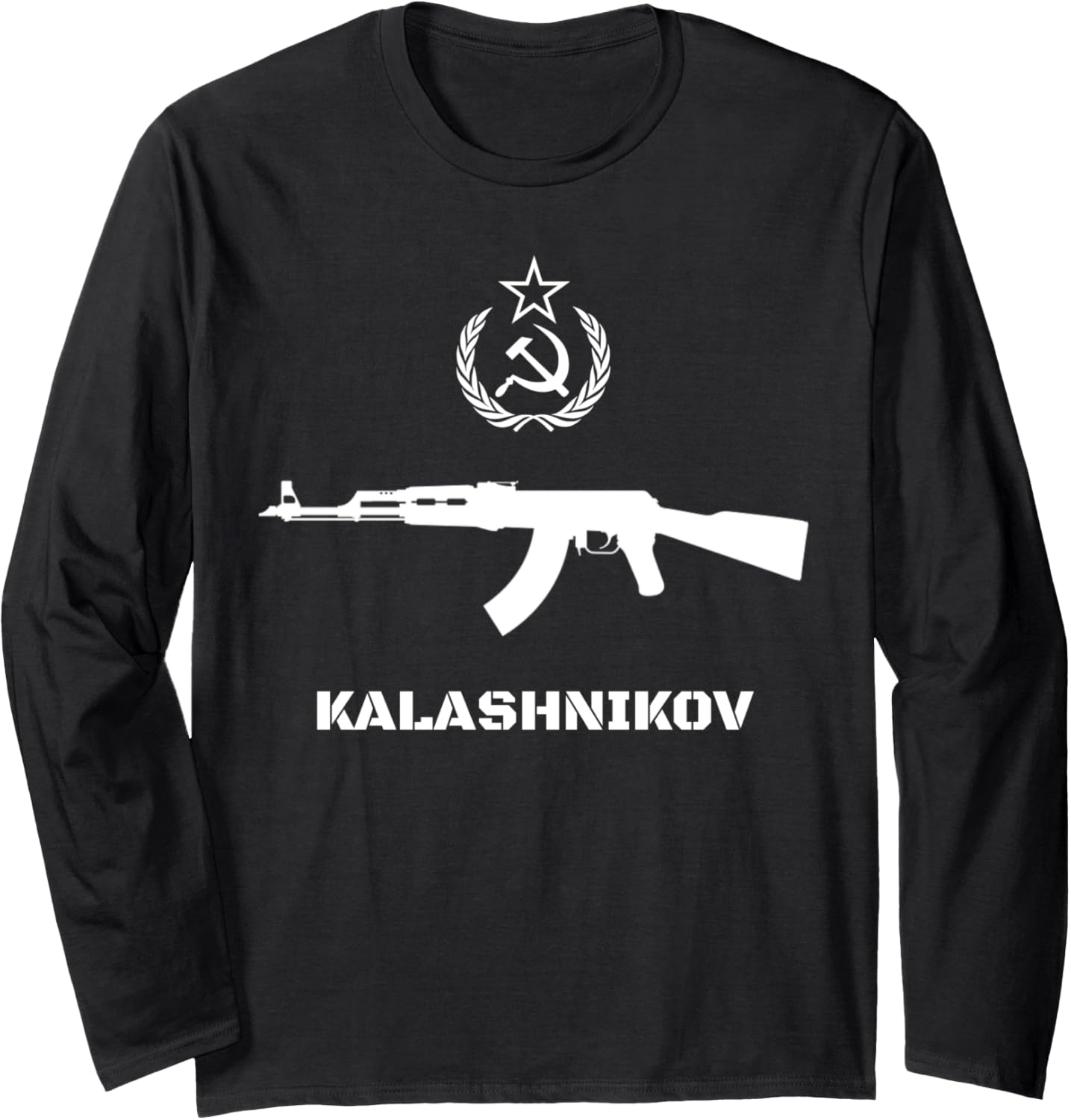Vintage Soviet Kalashnikov Ak 47 Ussr Russian Gun Rifle Long Sleeve