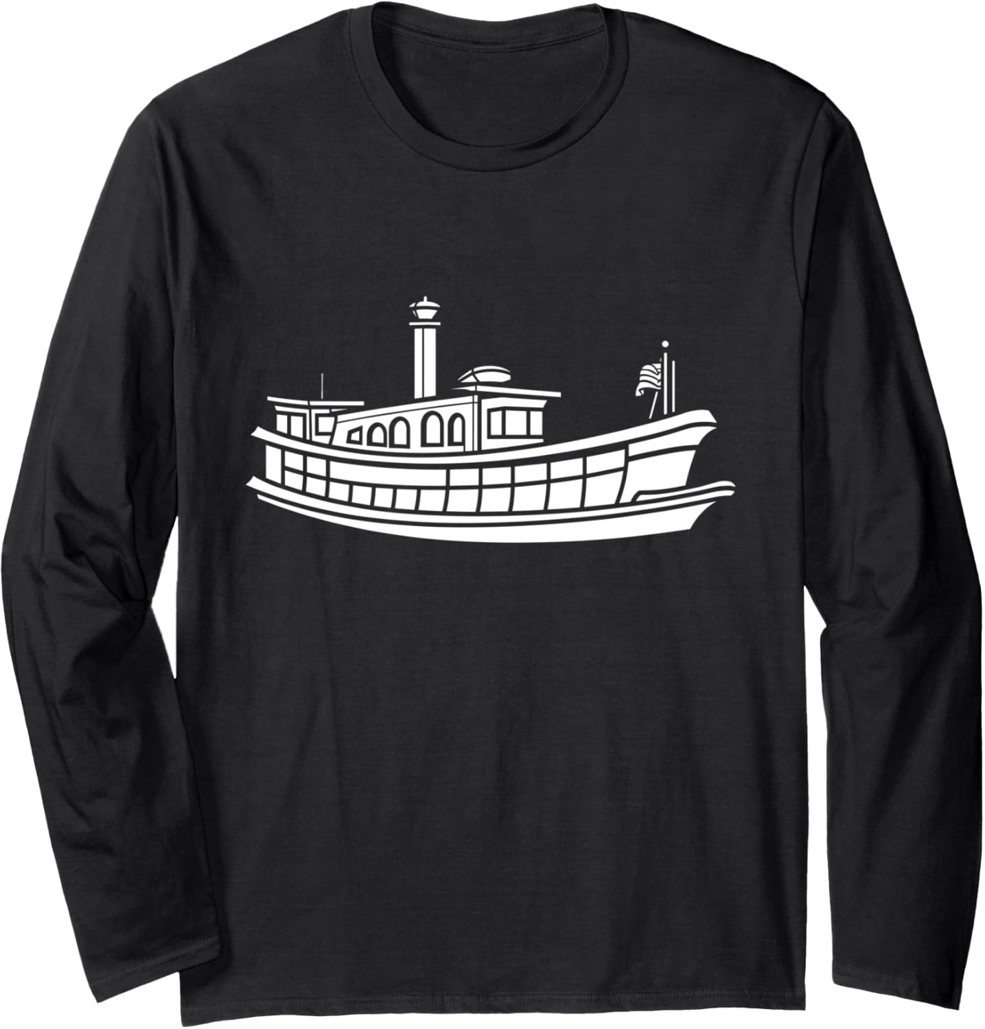 Funny Houseboats Minimalist Simple Boat Houseboat Long Sleeve