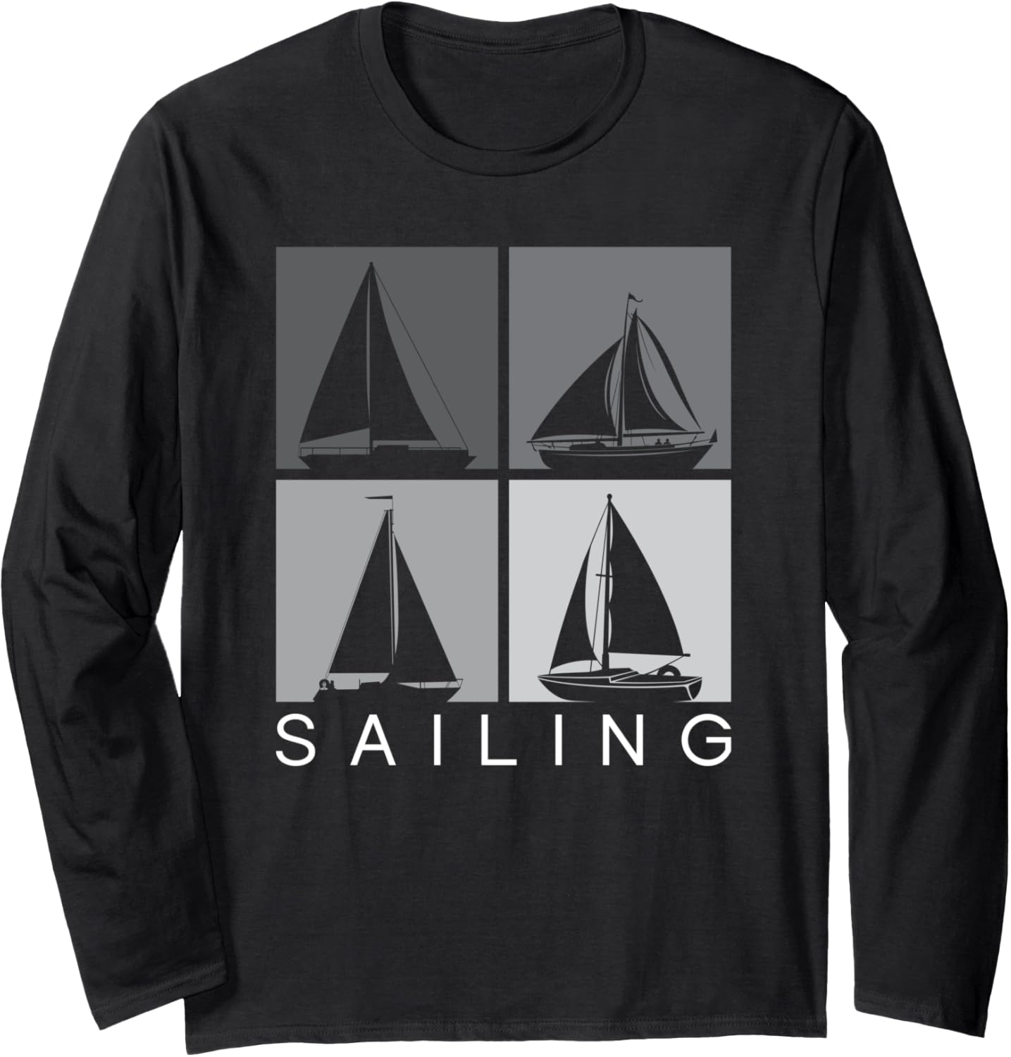 Sailing Silhouette Sailing Boat Sailboat Sailor Long Sleeve