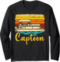 Captoon Pontoon Boat Boating Vintage Pontoon Captain Long