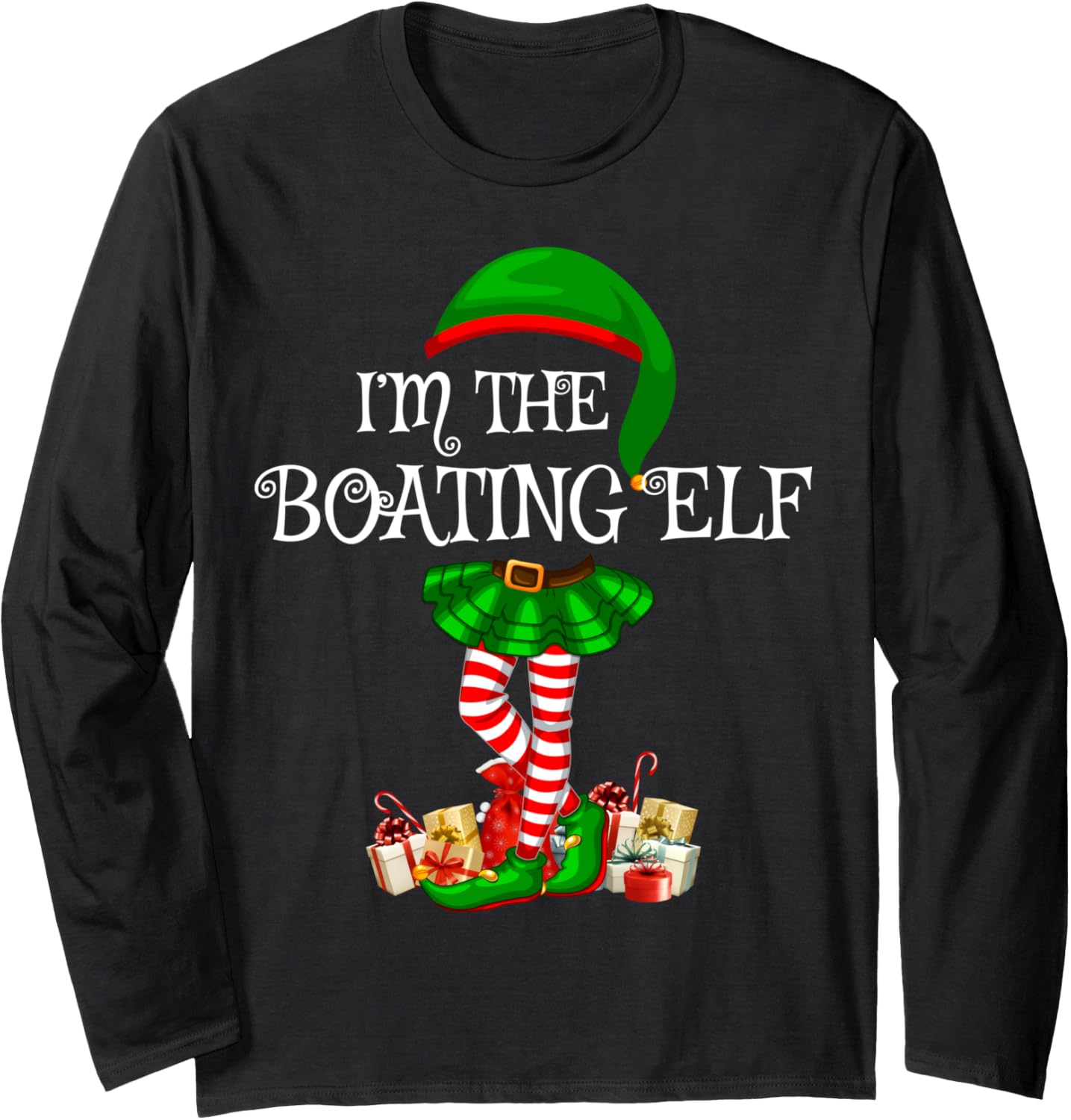 Family Matching Women Girls Boating Elf Christmas Long