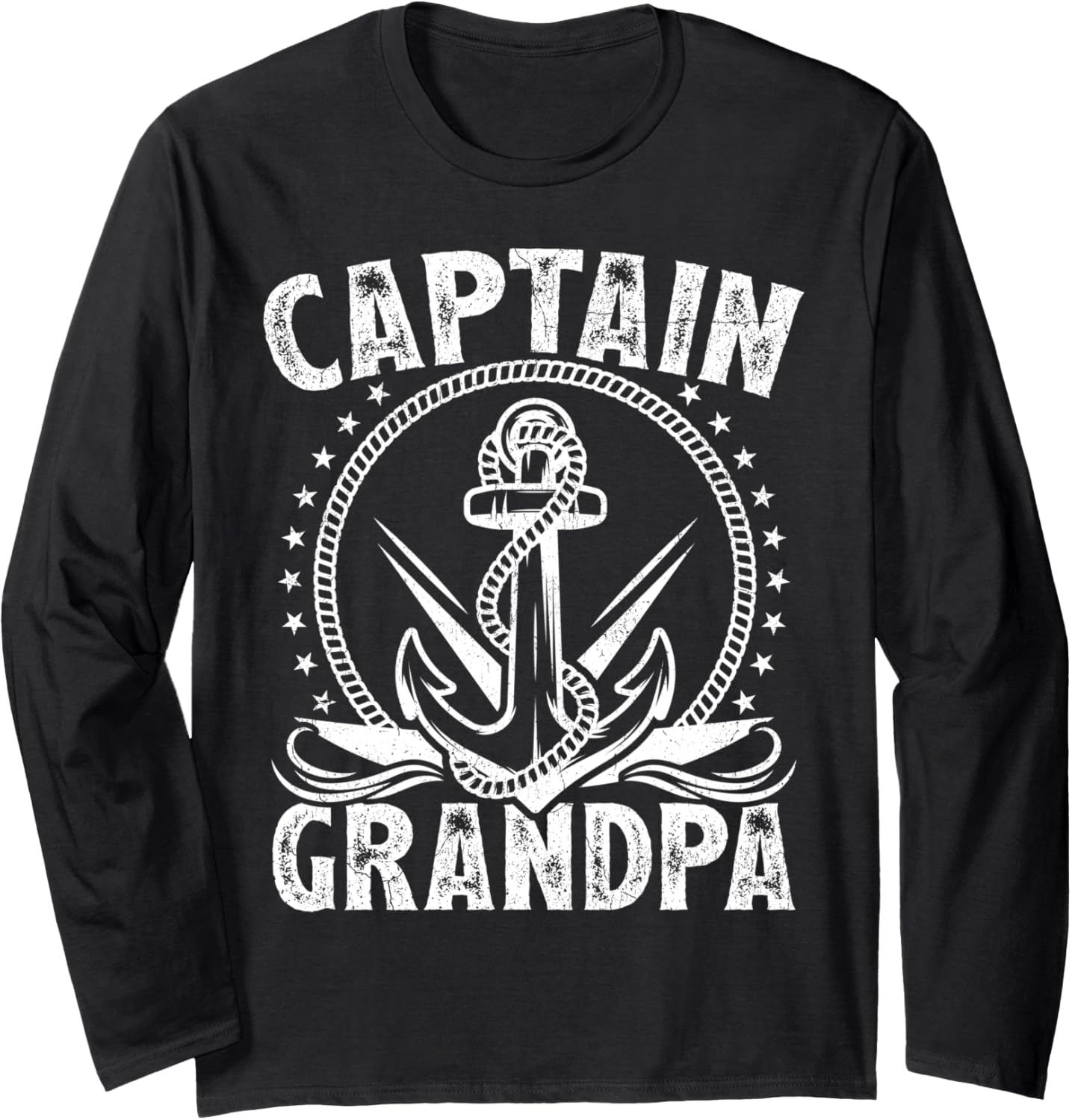 Boat Anchor Boating Retro Distressed Captain Grandpa Long
