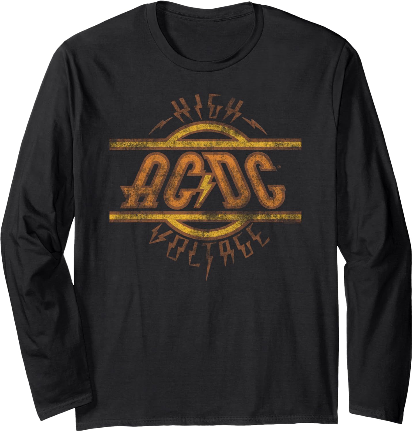Acdc High Voltage Logo Distressed Rock Music Band Long Sleeve