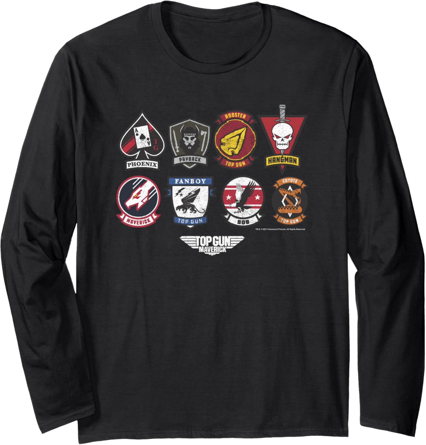 Top Gun Maverick Badge Layout Group Shot Long Sleeve