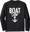 Boating Girl Pontoon Boat Lover Fisherman Long Sleeve