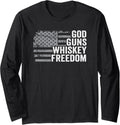 God Guns Whiskey Freedom Christian Funny Usa Flag Pro Gun Long Sleeve