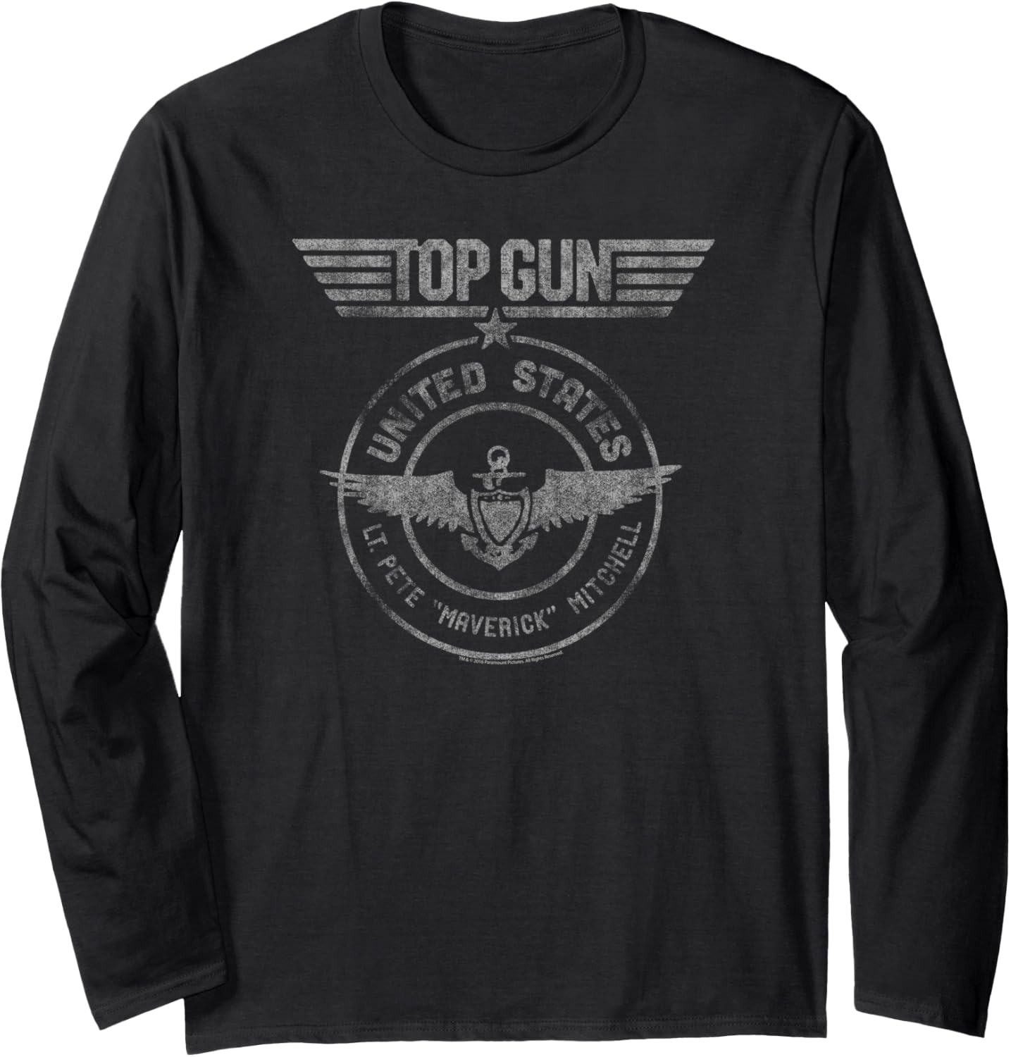 Top Gun Lt Pete Mitchell Distressed Seal Action Movie Long Sleeve