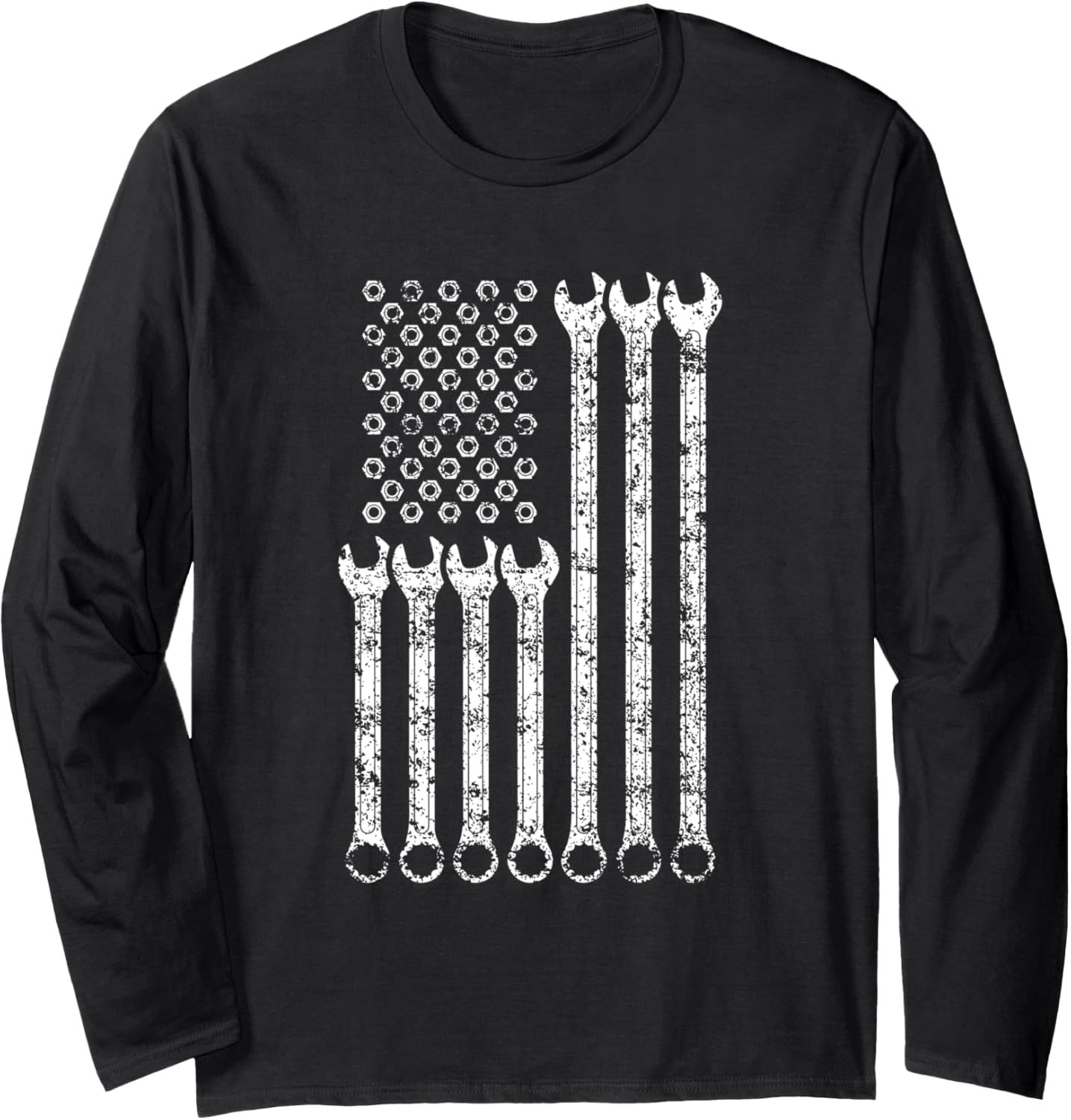 American Flag Mechanic Wrench Long Sleeve T Mens