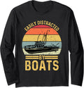 Easily Distracted By Boats Funny Boat Lover Long