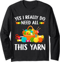 Funny Crochet Yarn Lover Knitting Needles Knit Crocheting Long Sleeve