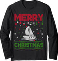Ugly Holiday Sweater Christmas Funny Boating Long Sleeve