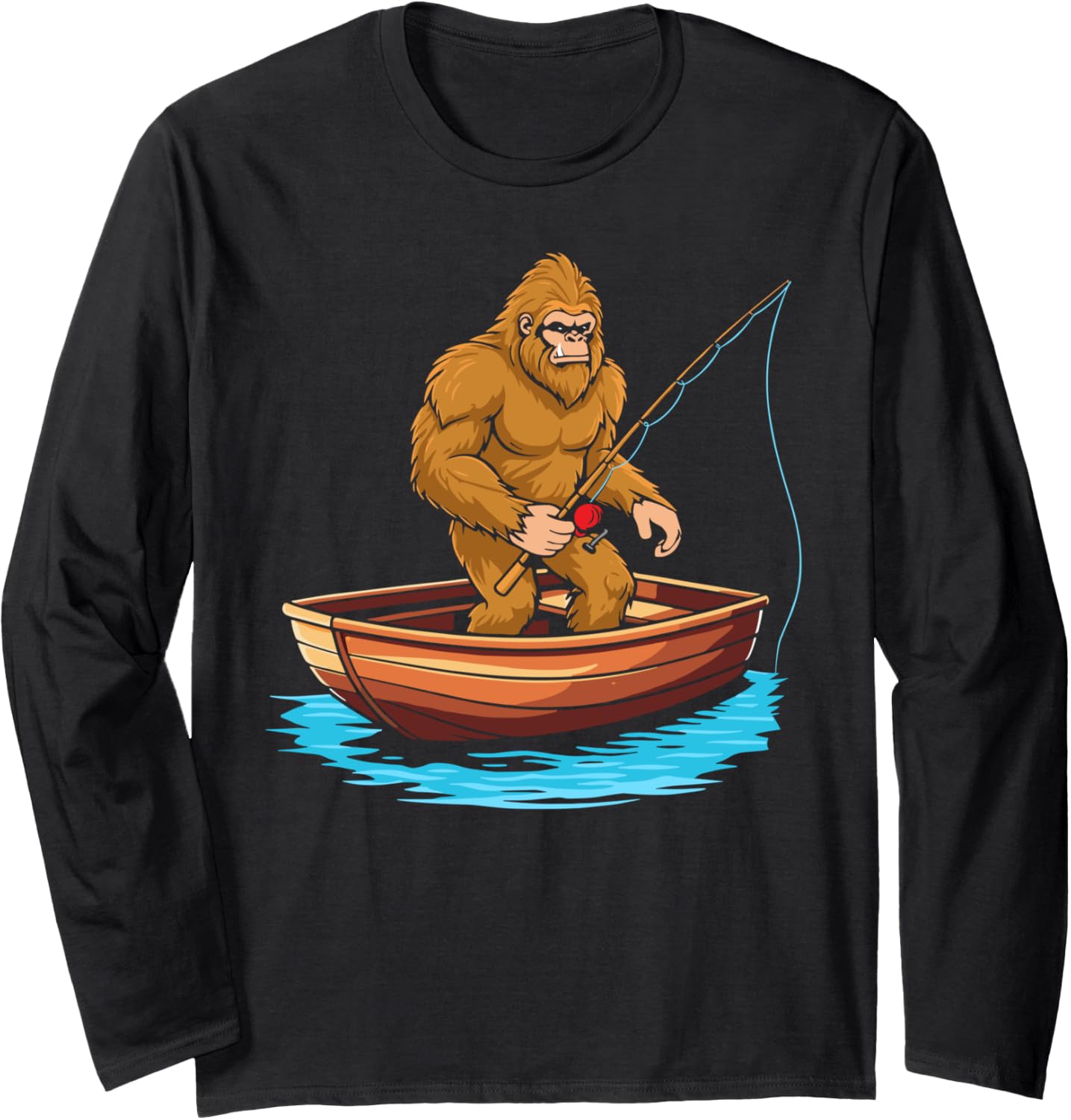 Bigfoot Fishing Boat Fisher Men Women Long Sleeve