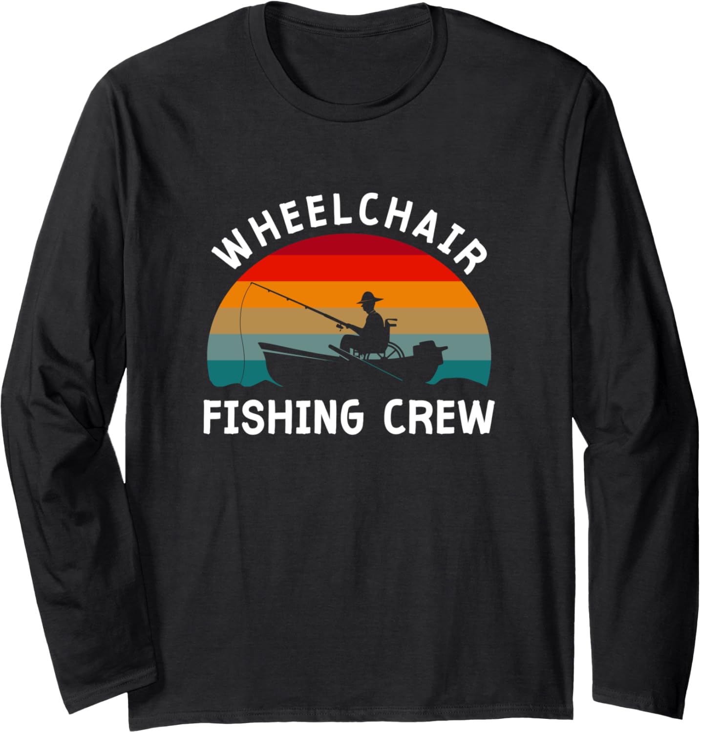 Wheelchair Fisherman Boating Disabled Retro Handicap Fisher Long