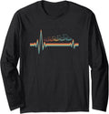 Retro Pontoon Boat Lake Boating Vintage Ekg Heartbeat