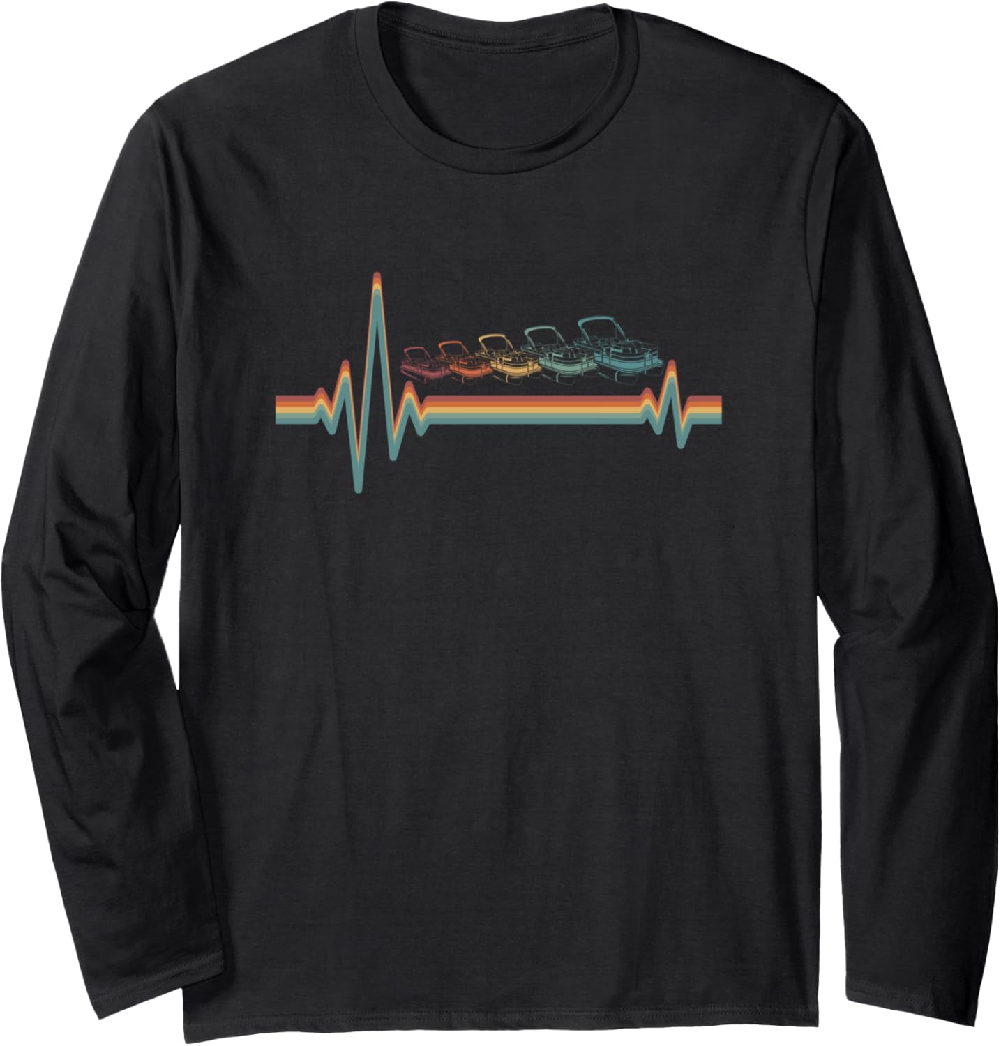 Retro Pontoon Boat Lake Boating Vintage Ekg Heartbeat