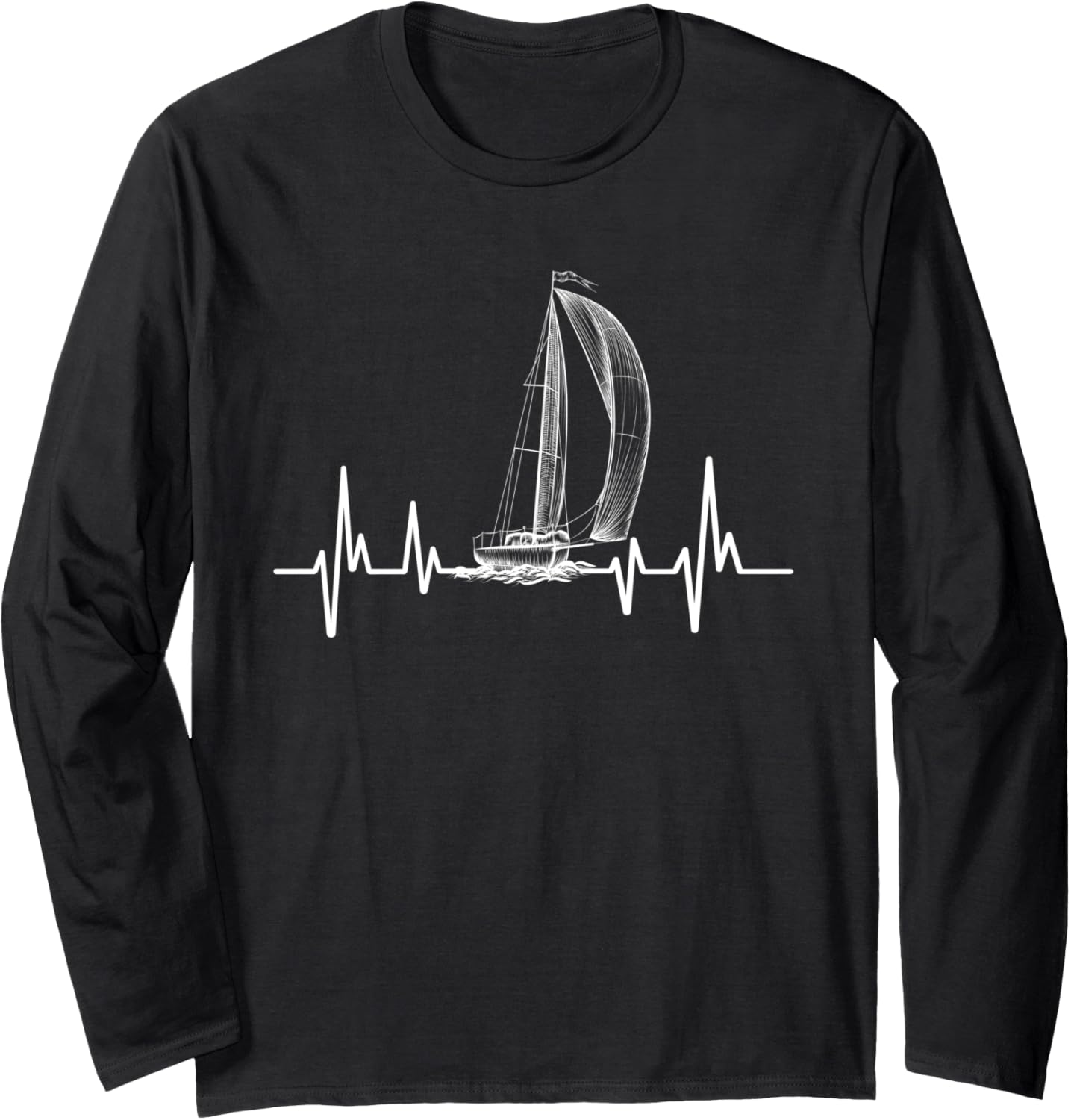 Sail Boat Heartbeat Boat Sailing Long Sleeve