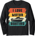 I Love Motor Boating Boater Motorboating Retro Long