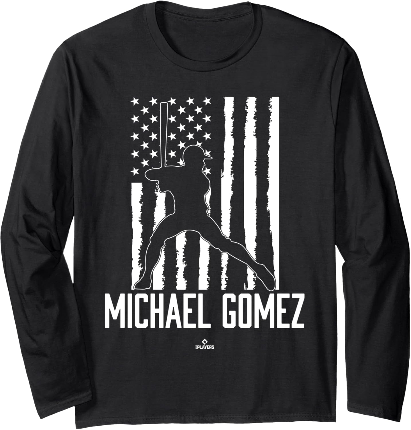 Distressed Flag Swing Michael Gomez Prospect Baseball Fan Long Sleeve