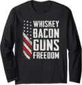 Whiskey Bacon Guns Freedom Bbq Grill Drinking Funny Gun Long Sleeve