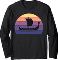 Cool Viking Ship Retro Sunset Ancient Norse Nordic