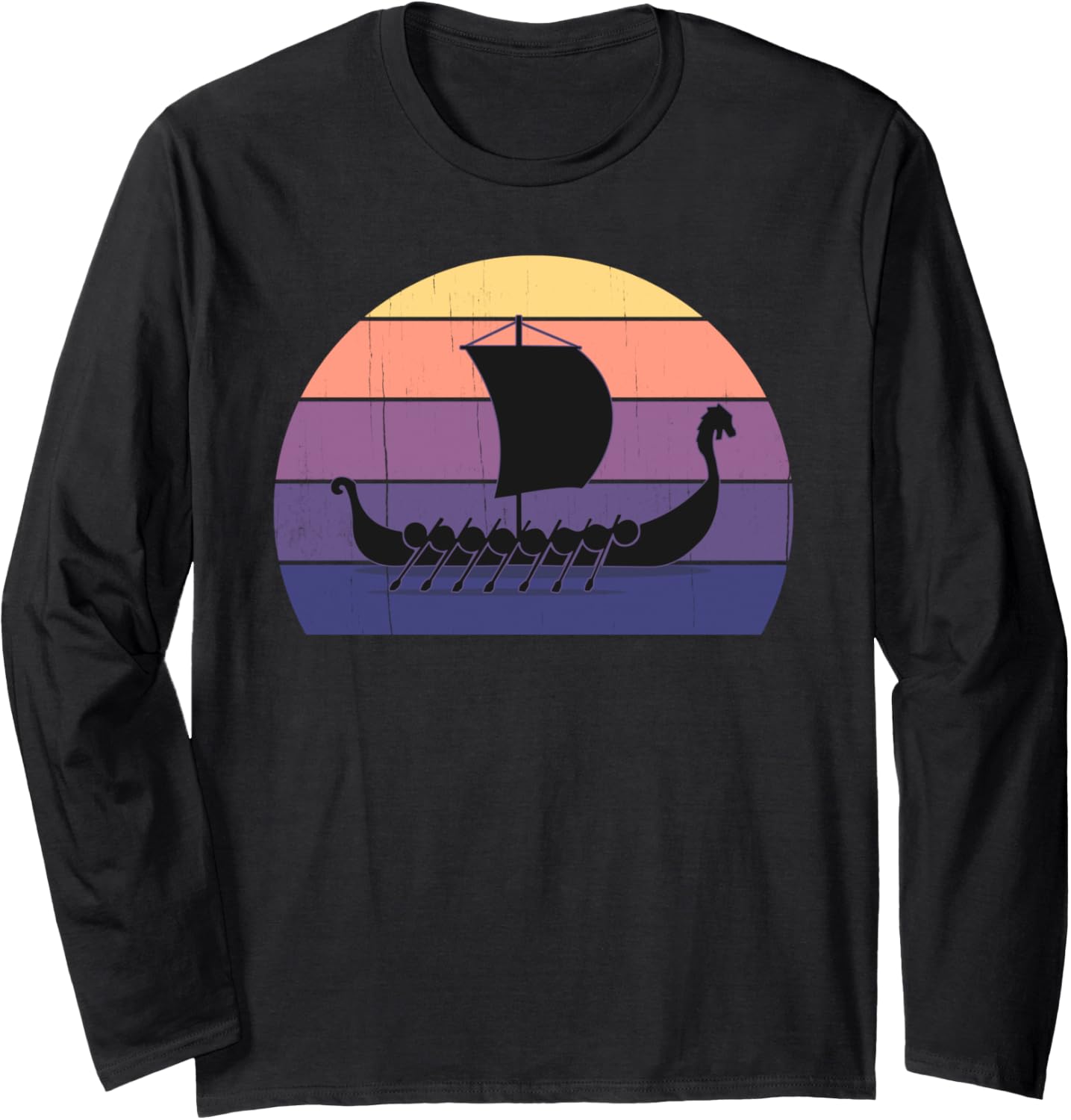 Cool Viking Ship Retro Sunset Ancient Norse Nordic