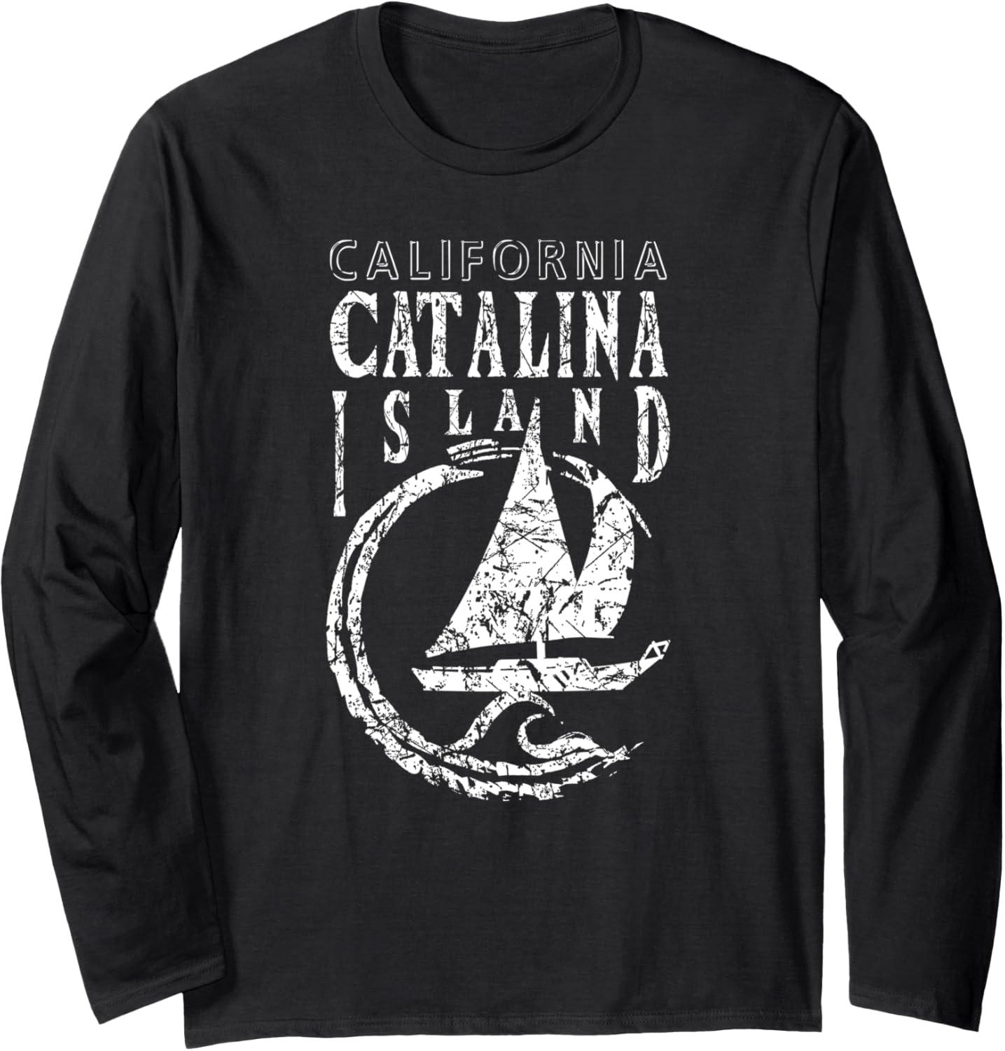 Catalina Island Sailing Sailboat Wave Long Sleeve