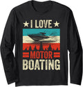 Boat Captain Motorboating Retro Long Sleeve