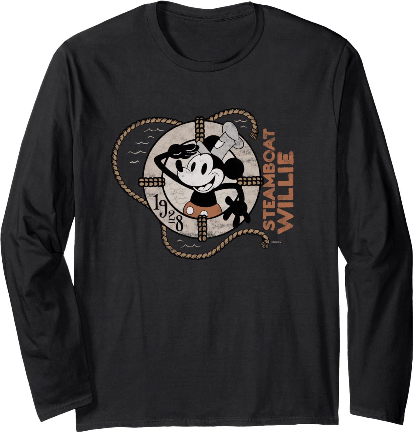 100 Mouse Steamboat Willie Distressed D100 Long Sleeve