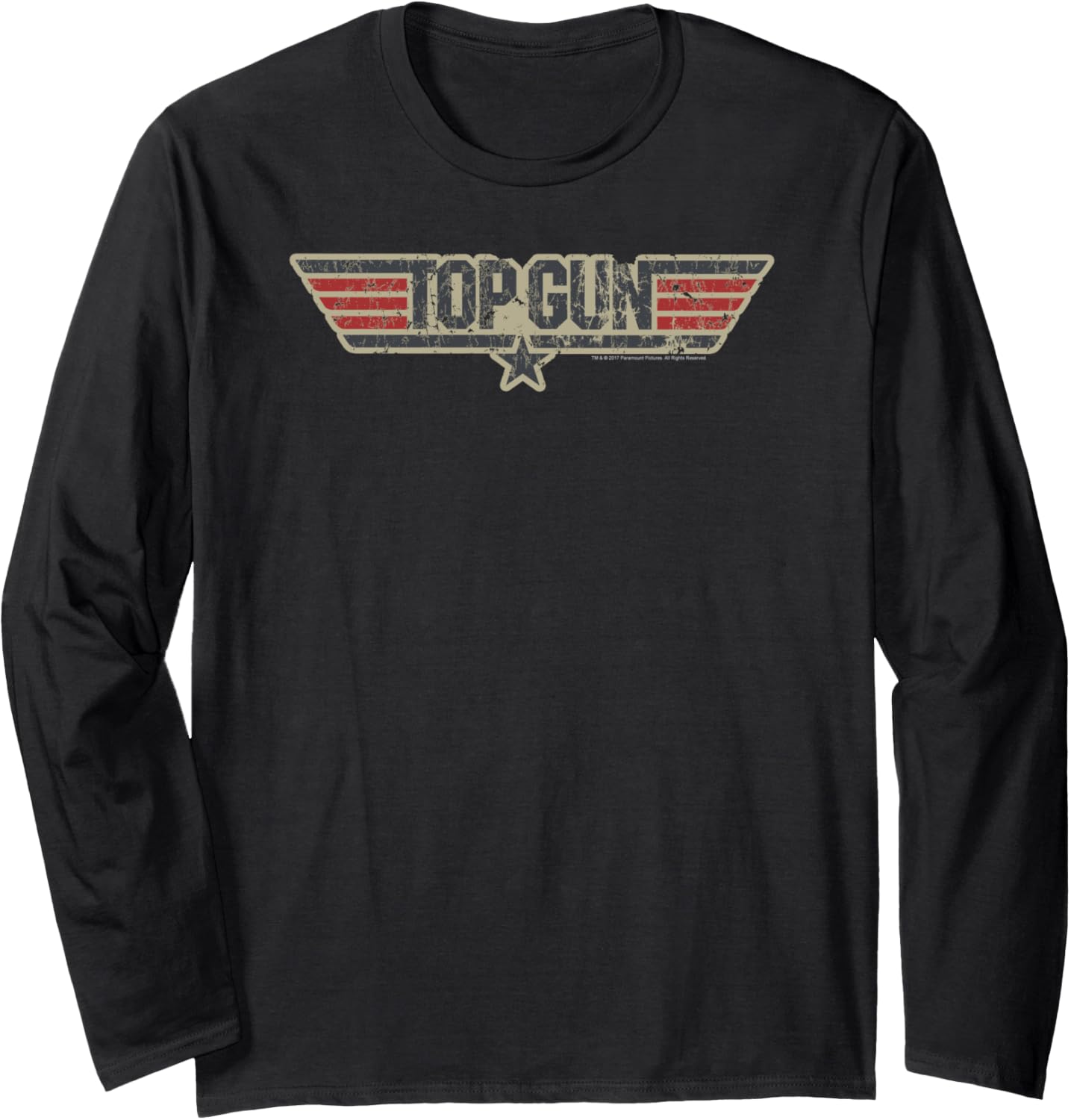Top Gun Aged Distressed Color Logo Action Movie Long Sleeve