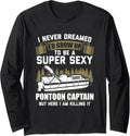 Vintage Pontoon Captain Men Funny Boat Owner Long