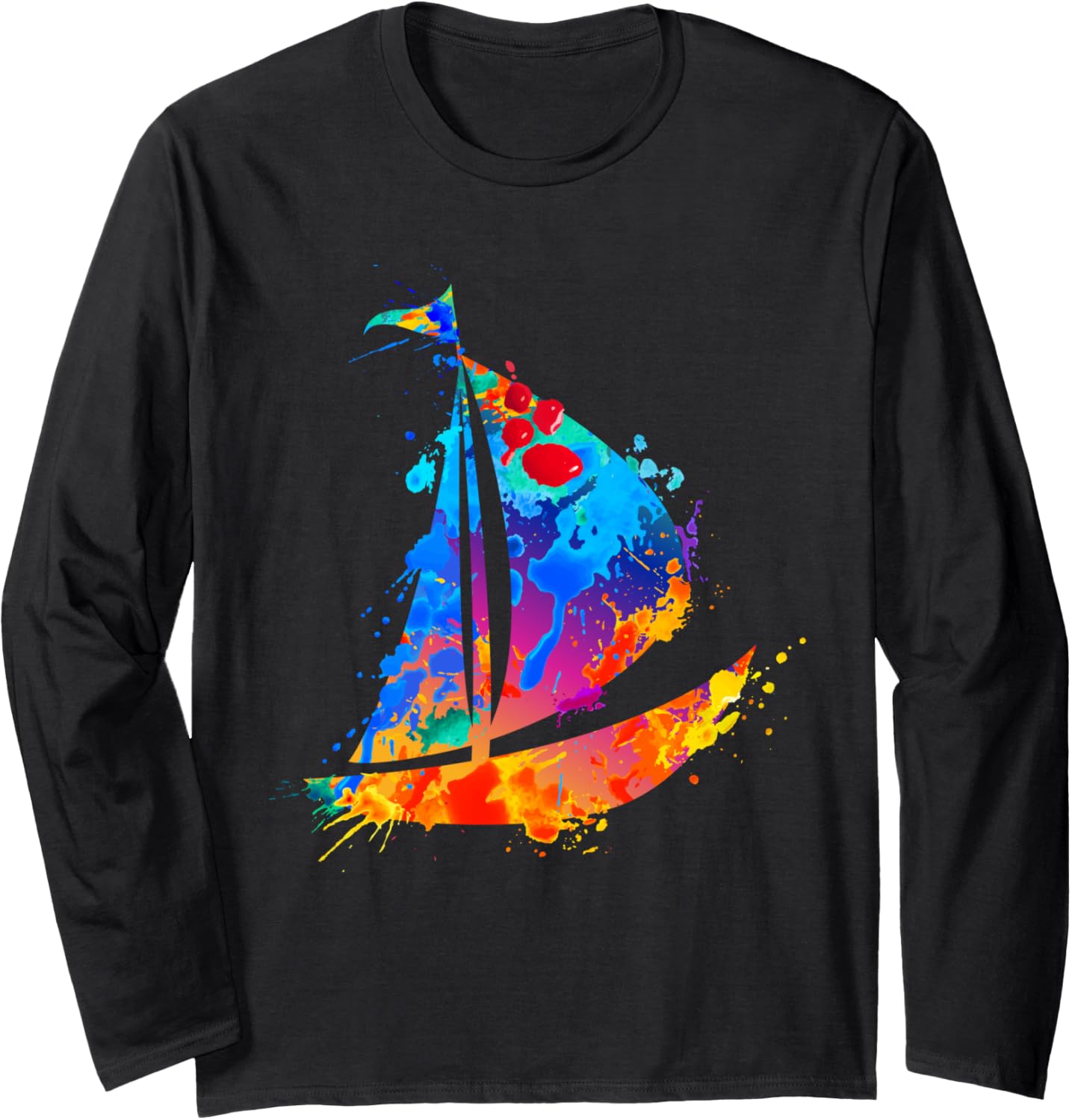 Artistic Boat Watercolor Boats Squad Colorful Long Sleeve