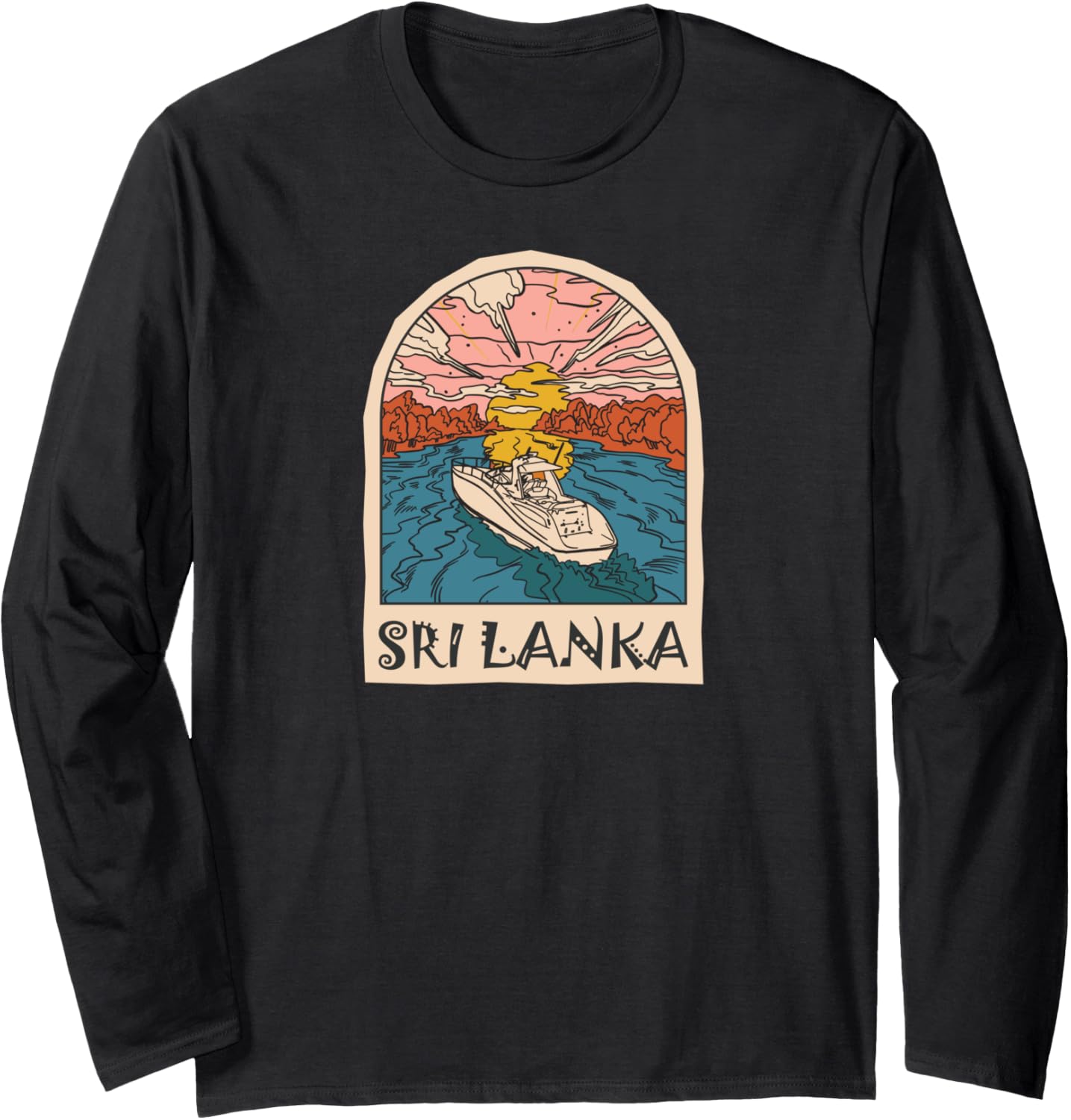 Sri Lanka Sunset Boat Island Long Sleeve
