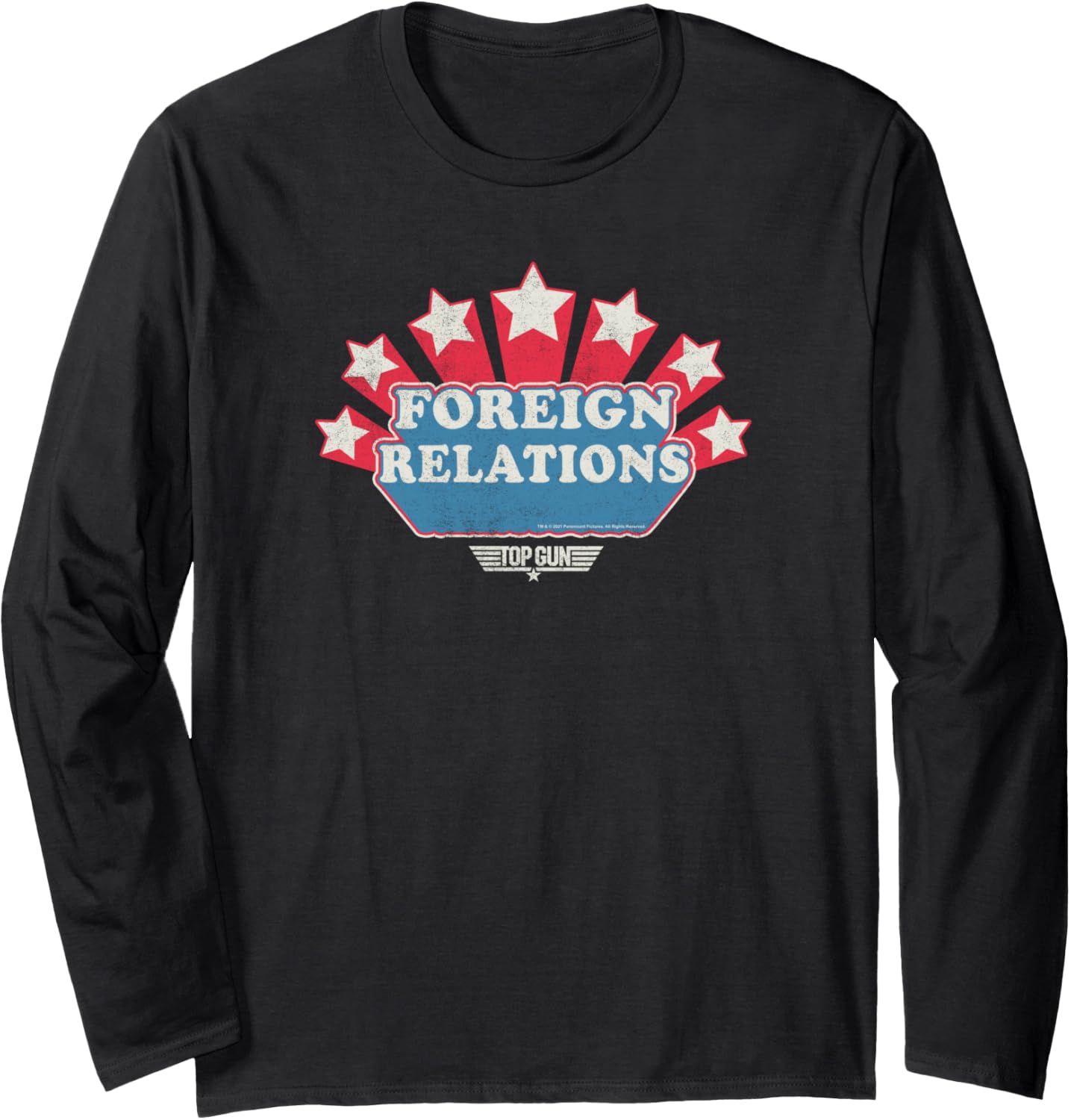 Top Gun Foreign Relations Stars Text Long Sleeve