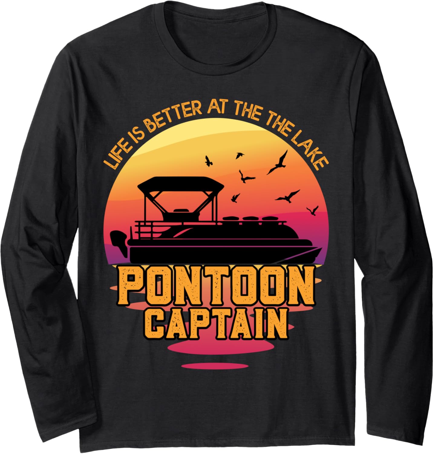 Pontoon Captain Boat Funny Boaters Retro Vintage Novelty