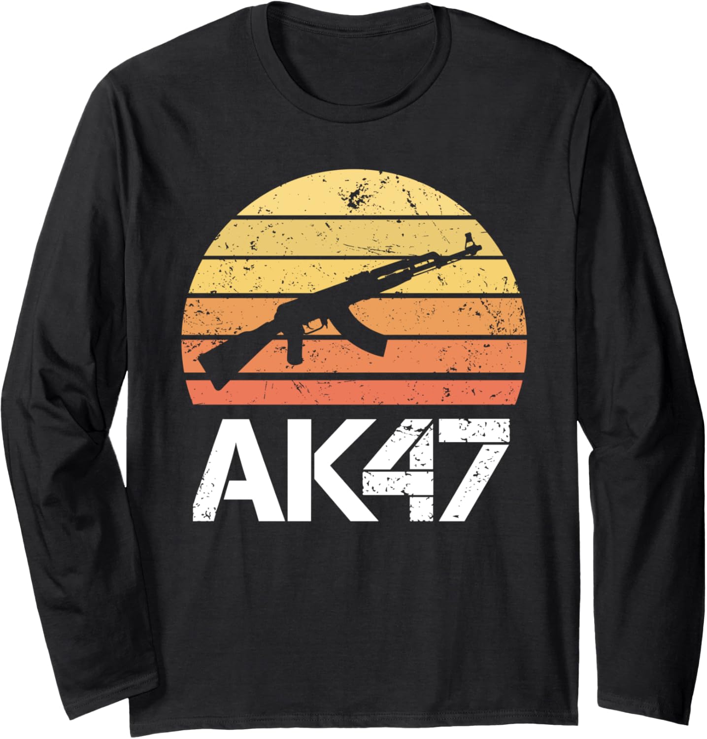Pro Gun 2Nd Amendment Ak47 Rifle Retro Sunset Long Sleeve