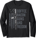 Coffee Bacon Guns Freedom Bbq Grill Usa Funny Pro Gun Long Sleeve