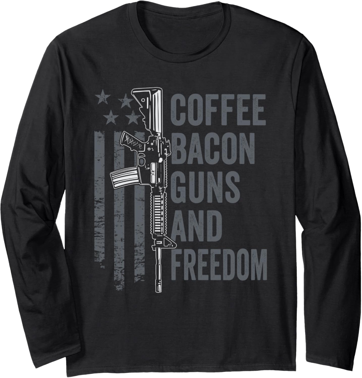 Coffee Bacon Guns Freedom Bbq Grill Usa Funny Pro Gun Long Sleeve