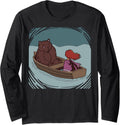 Cute Girl Bear In A Boat Illustration Long