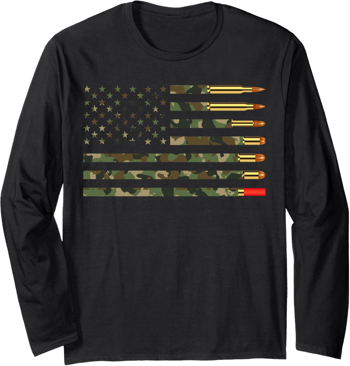 Gun Enthusiast July 4Th Ammo Camo Flag Gun Owner Ammunition Long Sleeve