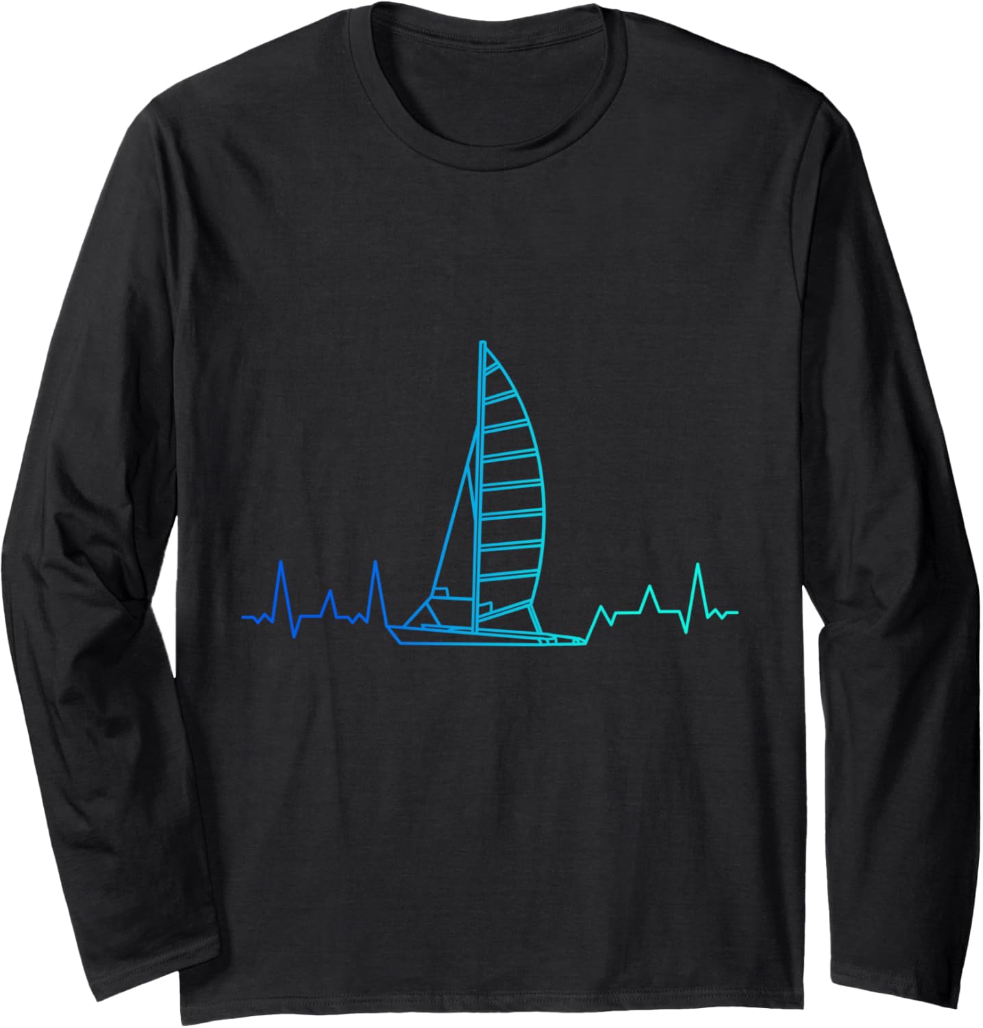 Sailing Heartbeat Boating Sail Boat Captain Long Sleeve