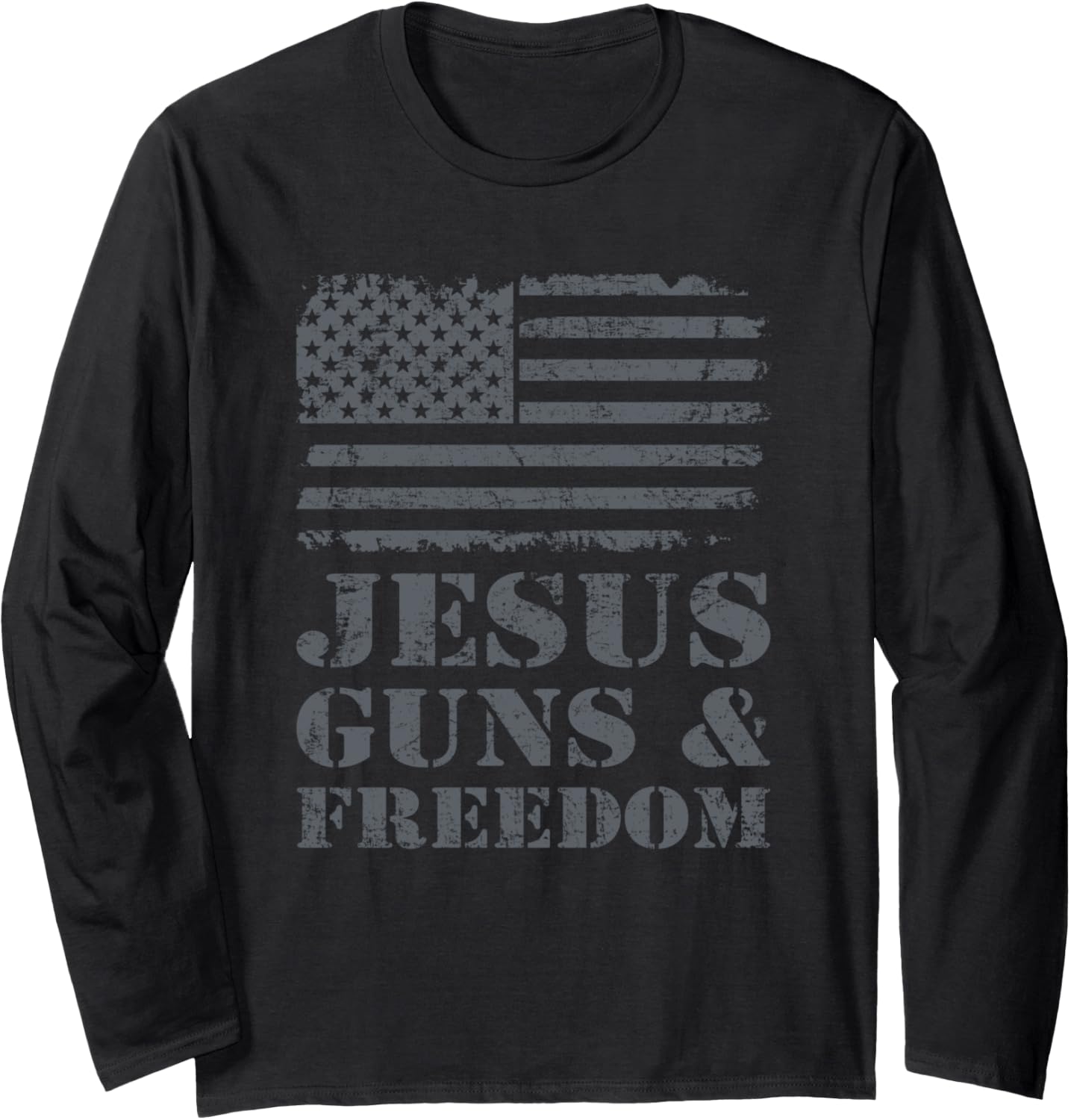 Jesus Guns Freedom Funny Christian Gun Owner Usa Flag Long Sleeve