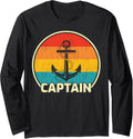 Captain Vintage Distressed Pontoon Boating Boat Captain Long