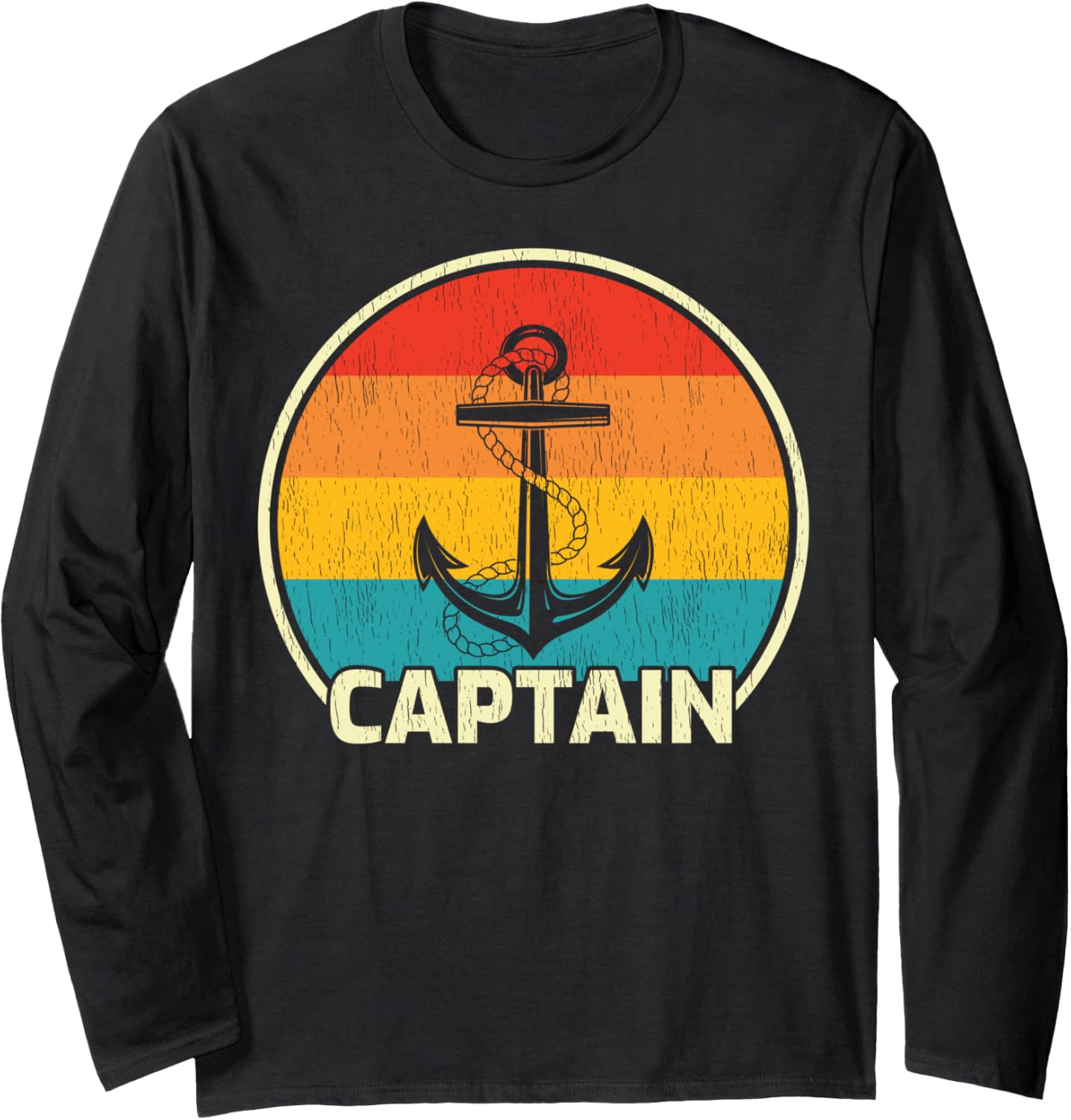 Captain Vintage Distressed Pontoon Boating Boat Captain Long