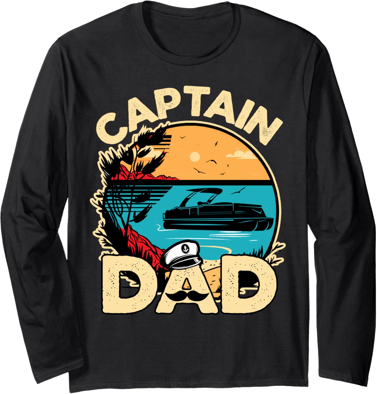 Pontoon Boat Dad Retro Pontoon Captain Boating Men