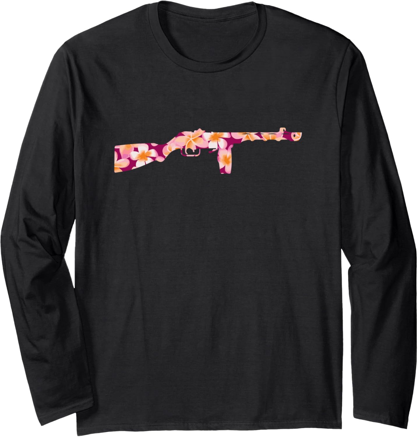 Tropical Gun Lover Firearm Beach Hawaiian Machine Gun Long Sleeve