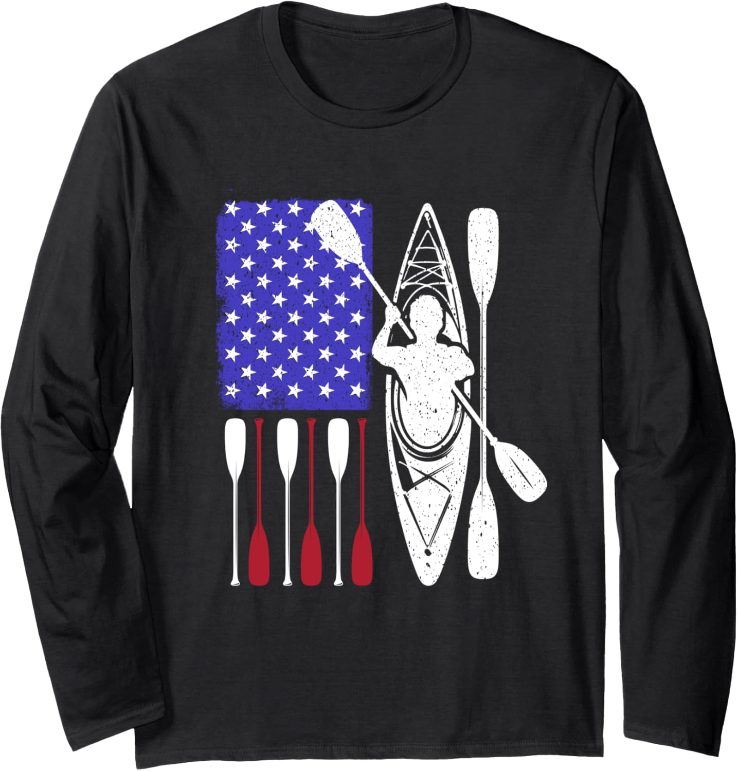 Kayaking Usa Flag Kayaker Boating Lover Kayak Long