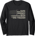 Whisky Gun Beer Freedom Shirt Pro God Guns American Flag Long Sleeve