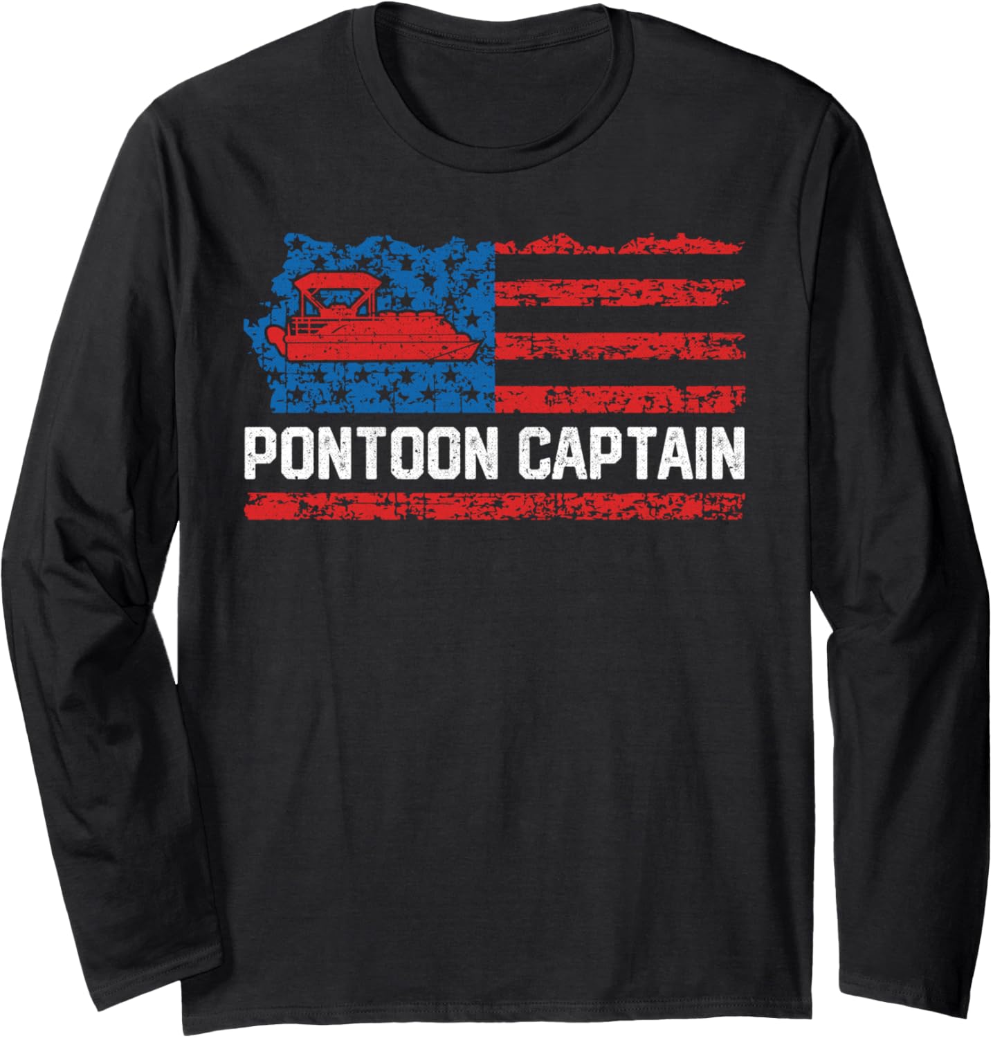Pontoon Captain Usa Flag Boating American Boat Lake
