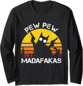 Cat Pew Madafakas Crazy Summer Cat With Gun Long Sleeve