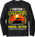 Pontoon Boat Captain Funny Vintage Retro Novelty Long